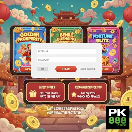 Ilustração de Explore as ofertas de bônus na pk888 com saques rápidos